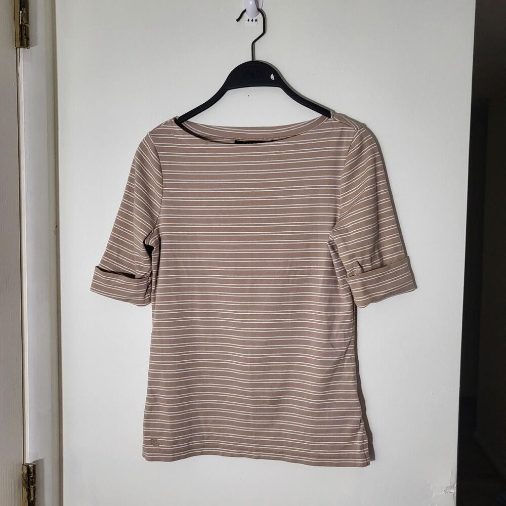 Ralph-lauren Women's White and Tan T-shirt